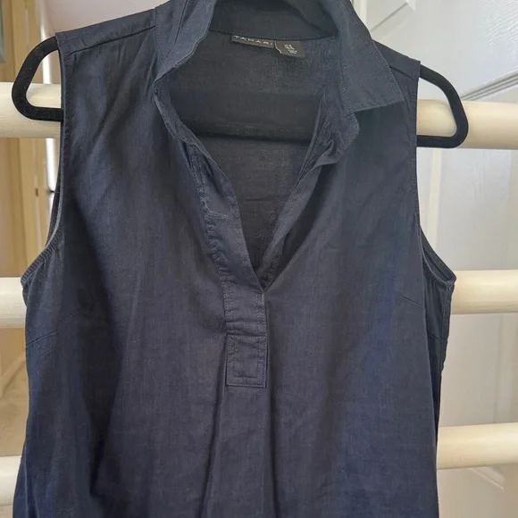 Tahari | Dresses | Tahari Stretch Linen Sleeveless Dark Navy Dress Sz |  Poshmark